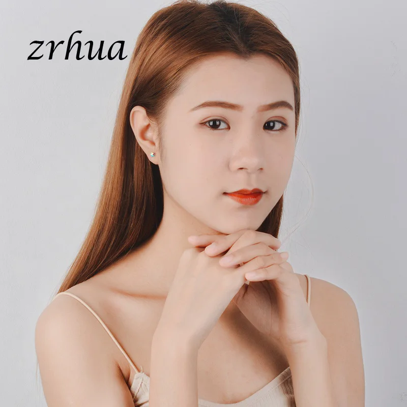 ZRHUA Новое поступление радужные серебряные сверкающие звезды серьги гвоздики для