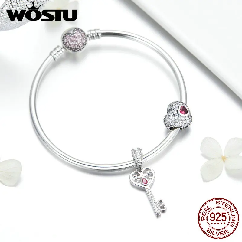 WOSTU, Новое поступление, 925 пробы, серебряный, Любовное обещание, браслеты и браслеты для женщин, романтические, классические бусы, ювелирное изделие, подарок, FIB817