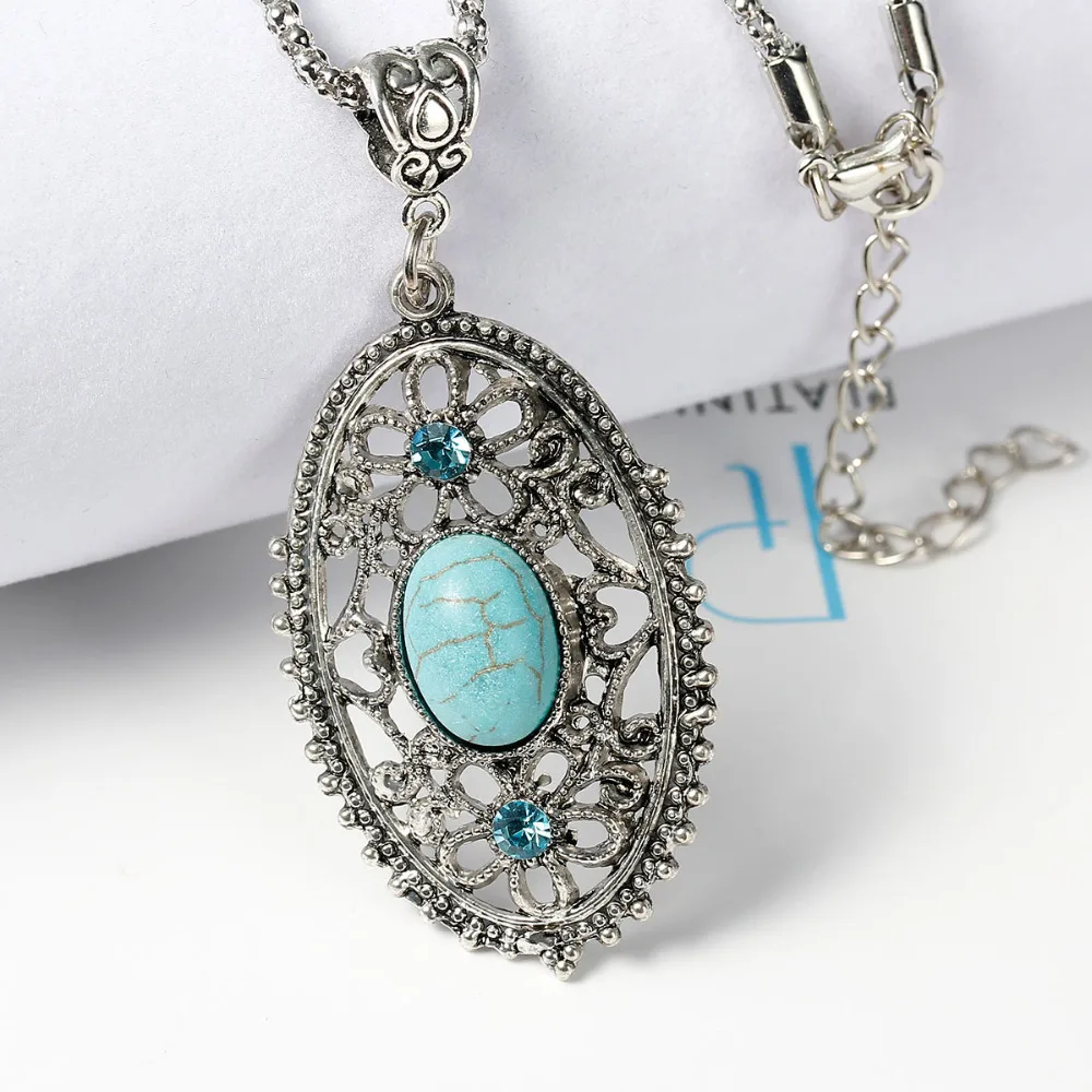 Ожерелье в богемном стиле 8 сезонов цепь из попкорна серебряное зеленый овальный