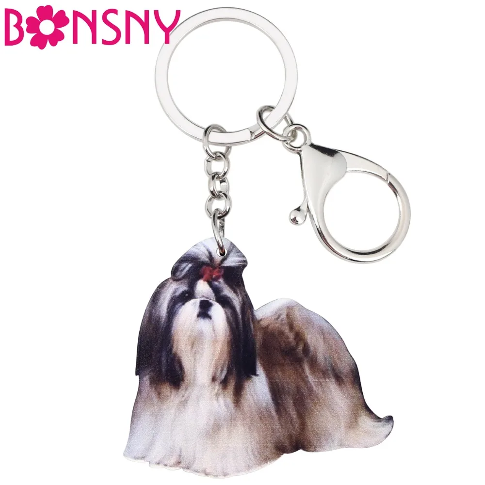Bonsny акриловые элегантные брелоки для собак Shih Tzu животные женщин и девочек
