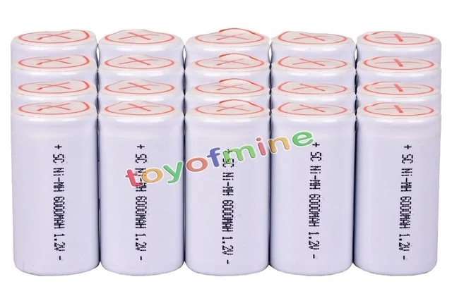 20/30/40/100 шт Sub C SubC С Tab 6000mAh 1 2 V Ni-MH аккумуляторная батарея белого цвета | Электроника