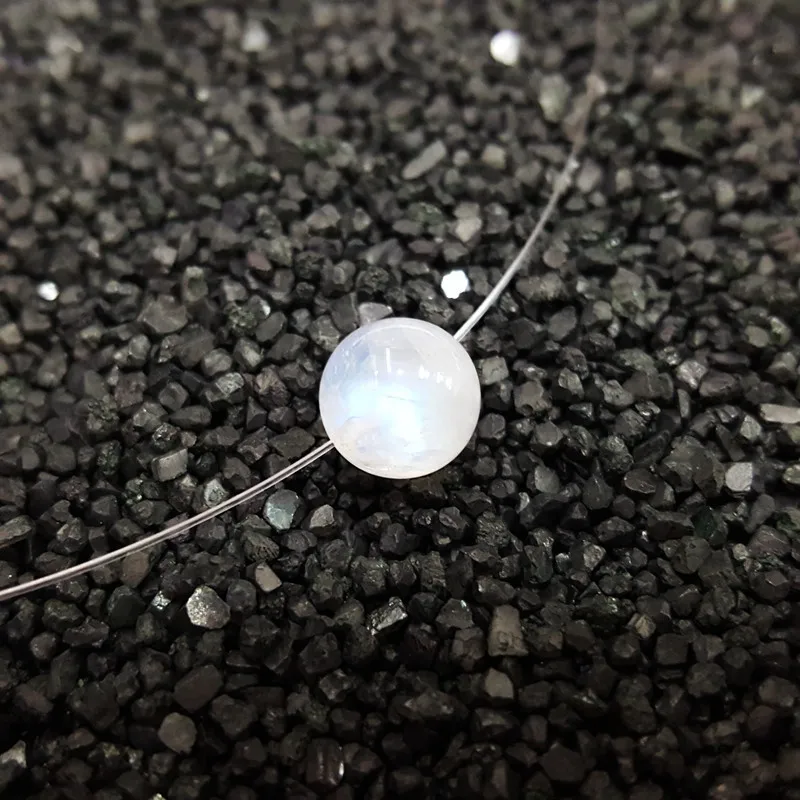 Invisible Necklace Lii Ji синий лунный камень натуральный драгоценный камень 8 мм серебро 925 Пробы Колье Невидимый/S925 цепочка ожерелье для женщин модное ювелирное изделие - Цвет камня: Invisible Necklace