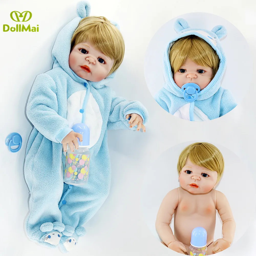 

57cm Real Bebes Reborn Dolls Full Silicone Baby Boy Doll In Cute Soft Plush Clothes Alive Baby Dolls As Girls Playmate