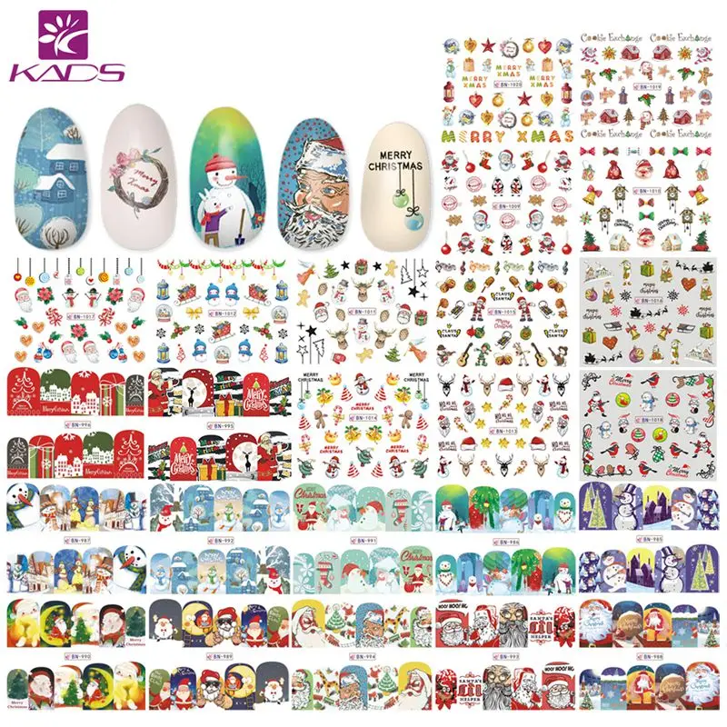

KADS 48 PCS Nail Decal Sticker Christmas Easter Day Snowman Nail Art Water Transfer Stickers Cartoon DIY Nails Accessories wraps