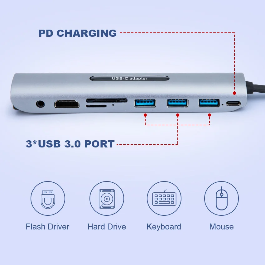 Адаптер концентратор типа C в HDMI адаптер 4K USB 3 1 VGA 60 Гц для Macbook Huawei p20 с PD зарядки SD