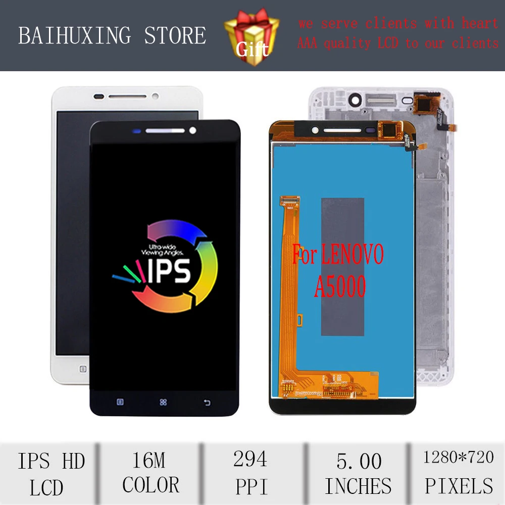 3 шт./лот 5 0 &quotBAIHUXING для lenovo A5000 ЖК дисплей сенсорный экран с рамкой дигитайзер