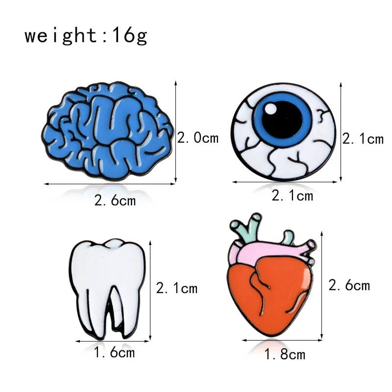 Металлические значки орган Eye Tooth Brain новинка 2017 модная брошь на булавке для