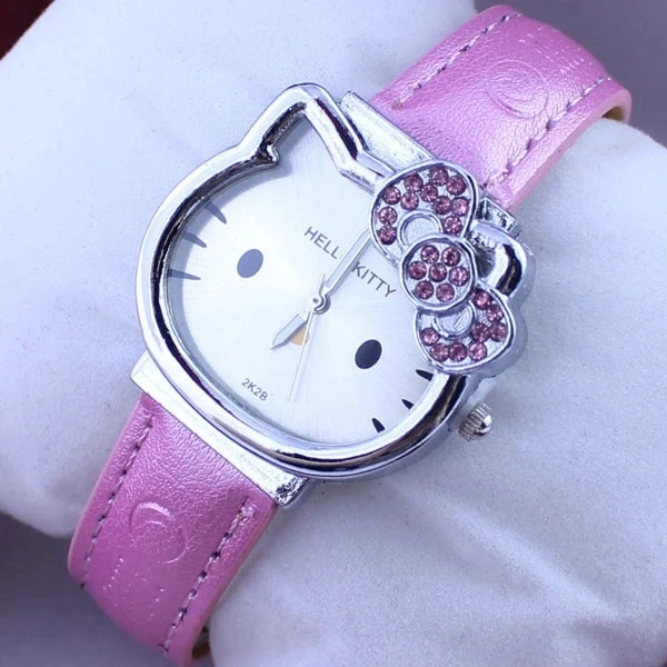 Модные кварцевые детские часы Hello Kitty с ремешком и циферблатом для девочек |