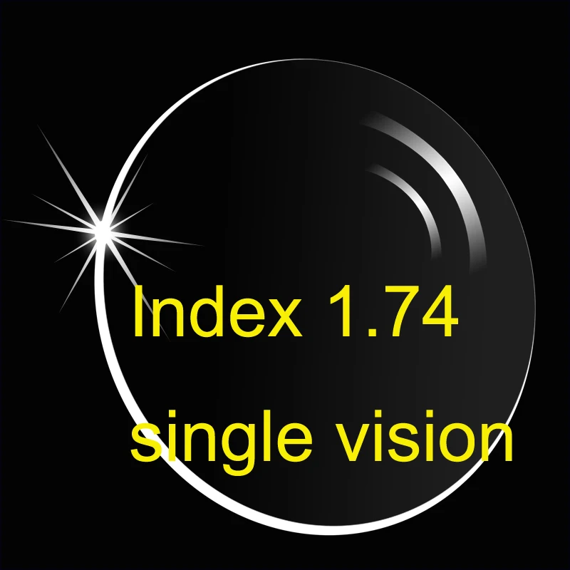 Index 1.74 Single Vision Lens UV400/  Ultra Thin/ Anti-Reflective And Anti-Scratch HMC