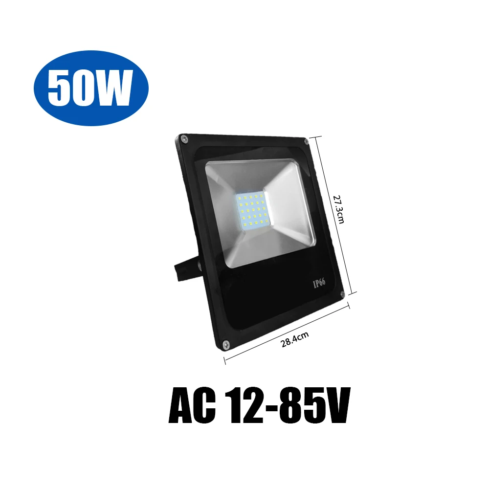 50W-waterproof Ultrafino de 12 voltios светодиодный Luz de inundación 10 W 20 W 30 W 50 W AC/DC 12-85 В постоянного тока непроницаемый IP65 foco на открытом воздухе удивительно фарола proye - Испускаемый цвет: 50W-waterproof