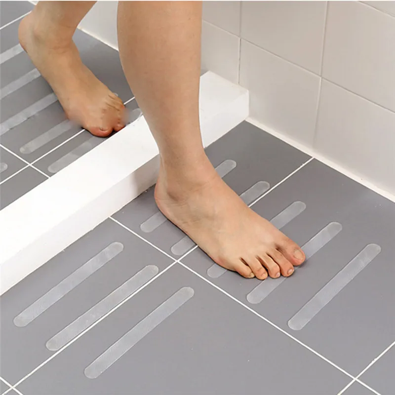 VOGVIGO 5pcs/set Stair Steps Anti-slip Rubber Bathroom Bathtub Transparent Non-slip Stickers with Shower Strip 20*2cm | Дом и сад