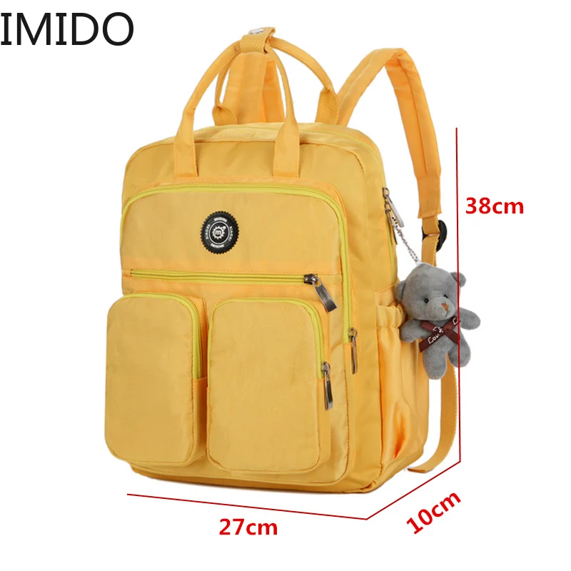 IMIDOFashion женский рюкзак водонепроницаемый нейлон мягкая ручка Одноцветный много
