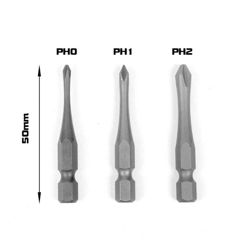 3Pcs Stronger Magnetic Phillips Screwdriver Bits Tools 1/4 Inch S2 Alloy Steel 50mm long PH0 PH1 PH2 Cross screwdriver bit tool