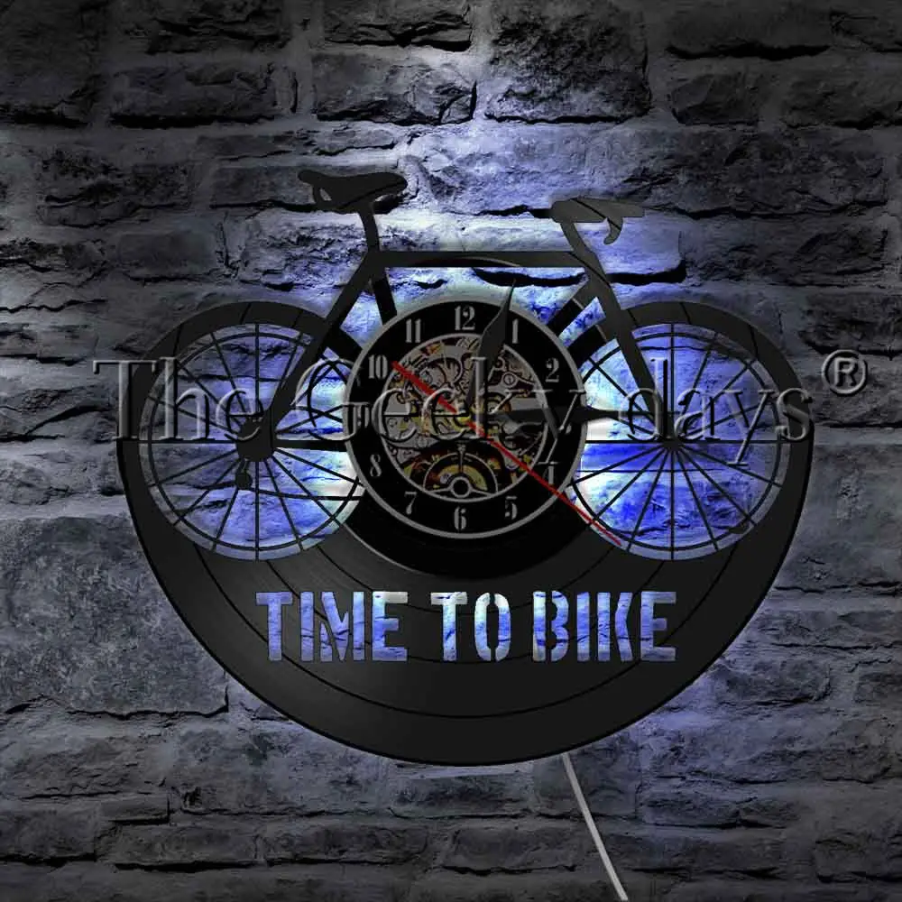 Светодиодный ночной Светильник Time To Bike в стиле ретро настенные часы с виниловой