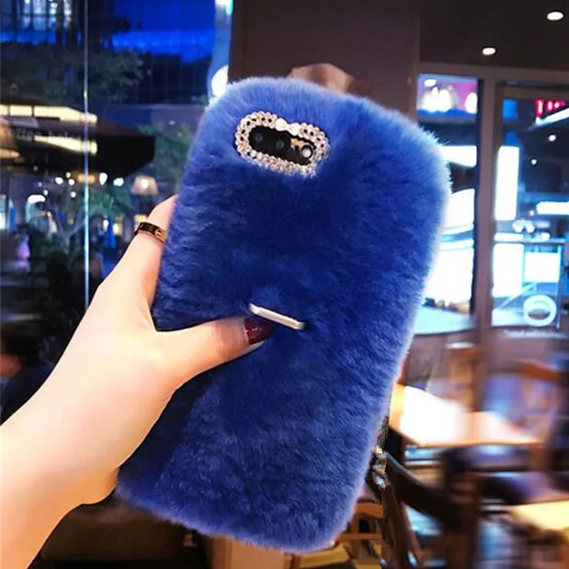 Чехол LaMaDiaa из меха кролика с кольцом держателем для Huawei P20 Lite P30 P40 Pro Honor 20 8 9 lite