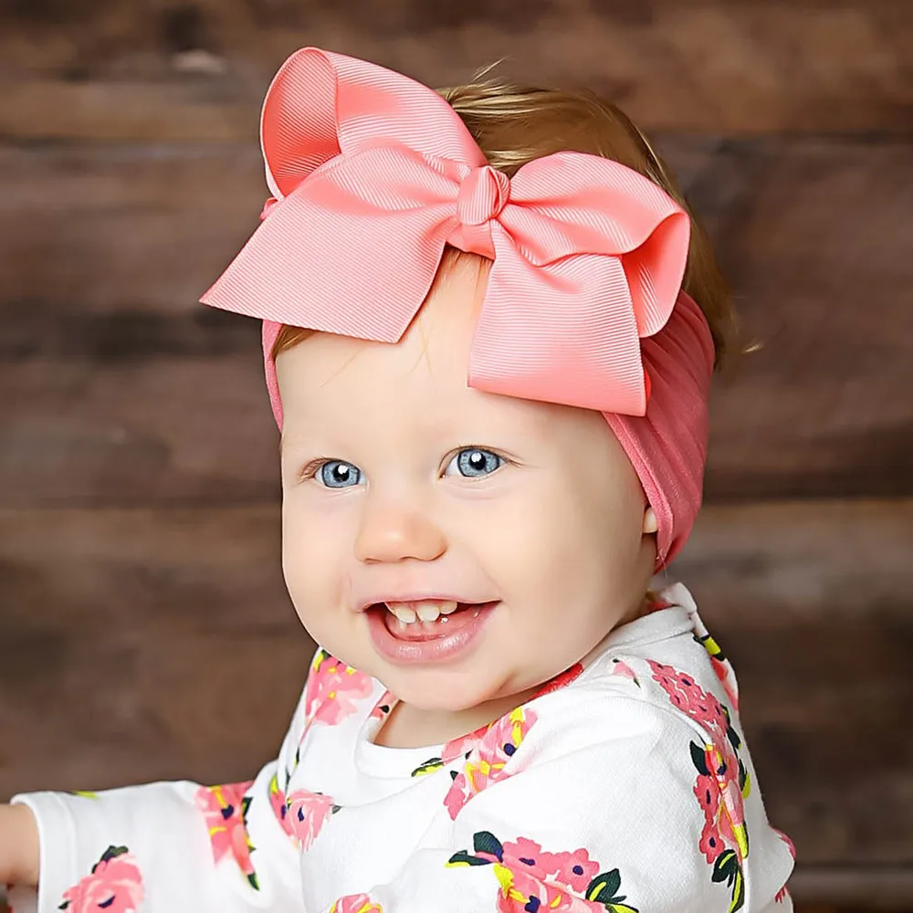 1 шт. милая повязка на голову с большим бантом для маленьких девочек однотонный
