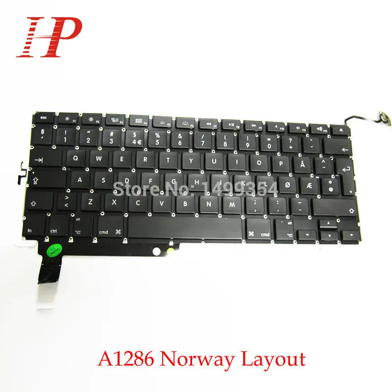 Настоящая норвежская Клавиатура A1286 с подсветкой для Apple Macbook Pro 15 ''A1286