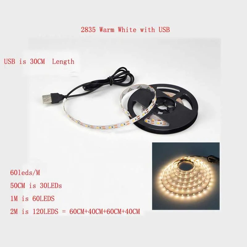 2835 SMD RGB USB зарядное устройство светодиодный светильник 5 в постоянного тока USB кабель светодиодный светильник гибкая лента 1 м 2 м RF IR RGB пульт дистанционного управления