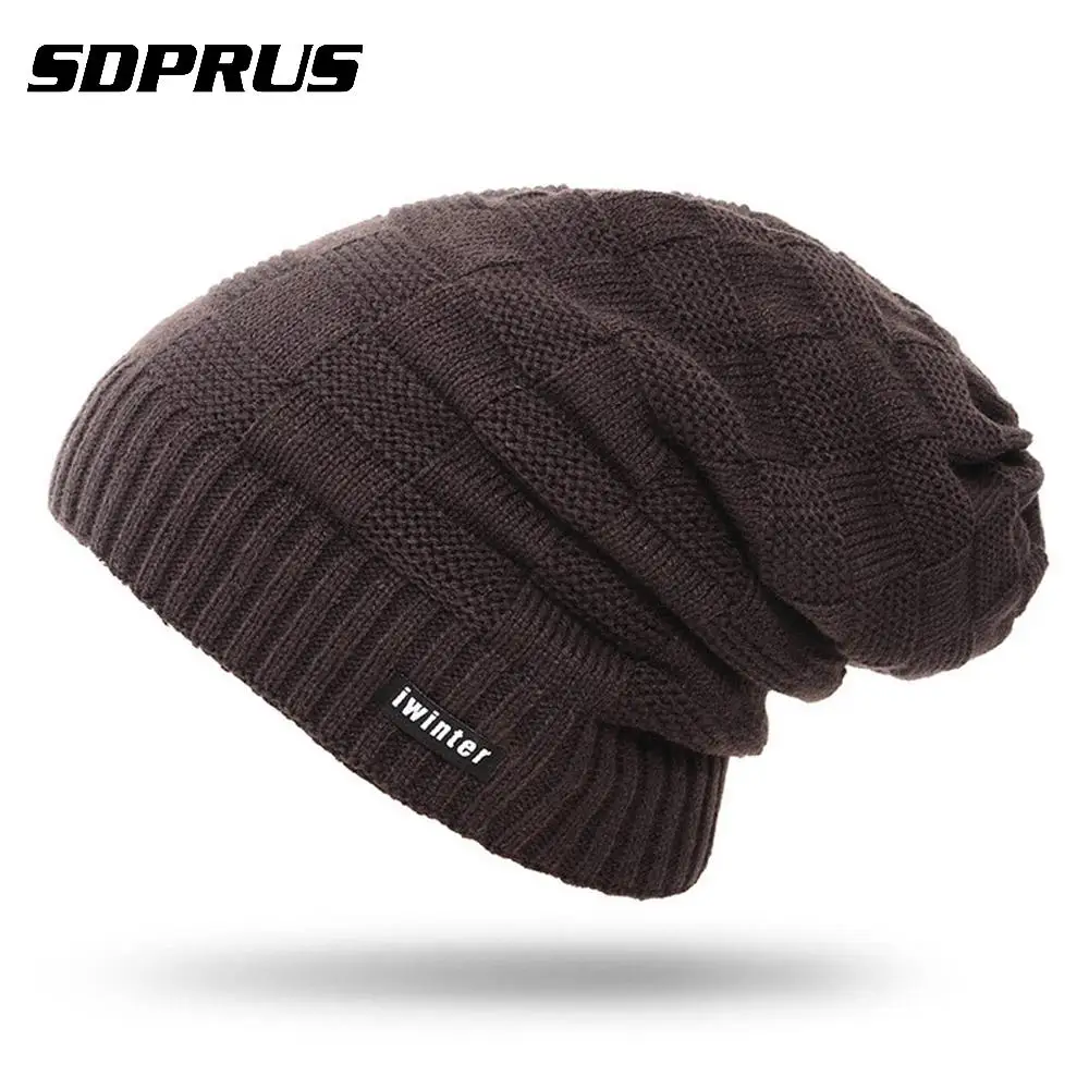 Зимние вязаные шапки SDPRUS 1 шт. Шапка бини тёплая шапка уютная шерстяная для мужчин