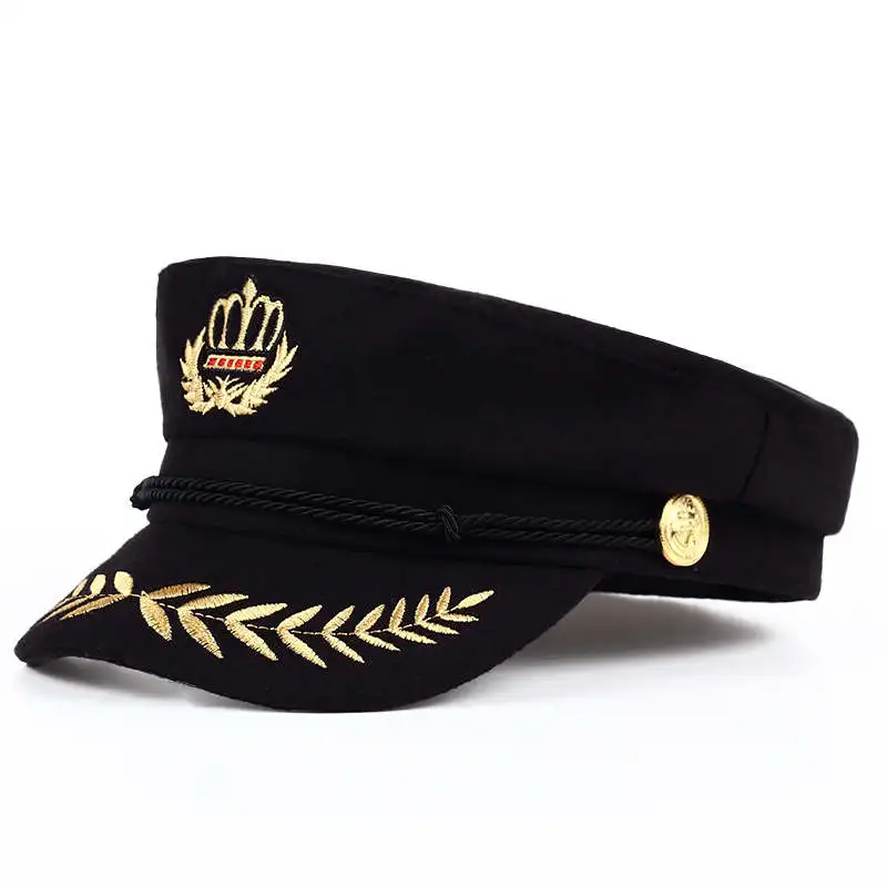 

VORON 2021 New High Quality Student Cap Men Women Cadet Hat Wool Flat Top Black Army Sailor Hat Unisex Retro Beret Octagonal Cap