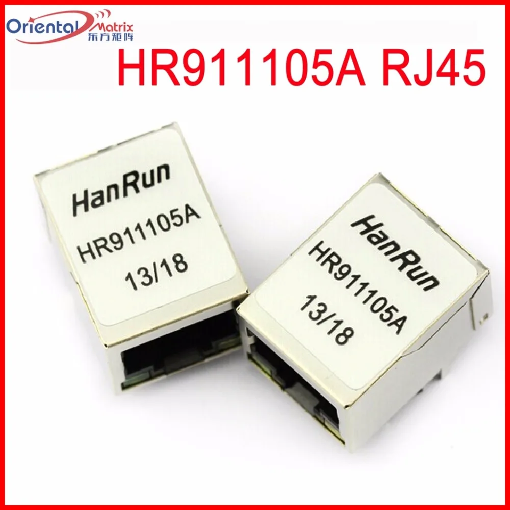 

Однопортовый разъем RJ45 HR911105A, 5 шт., с магнитным модулем и светодиодом