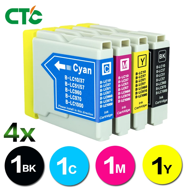 4P LC10 LC37 LC51 LC57 LC960 LC970 LC1000 чернила картридж совместимый с DCP 130C 135C MFC 235C 240C 750CN