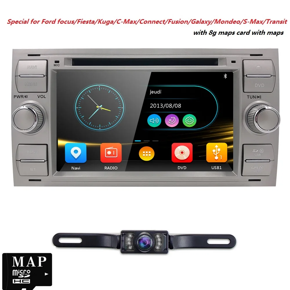 Hizpo 2 Din 7 InchCar dvd плеер навигатор для Ford Focus Mondeo Fusoin 3 S C Max Fiesta Galaxy Подключите kuga Audio2004