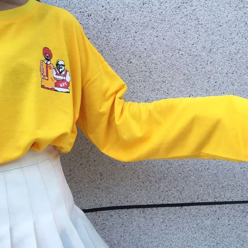 2018 Новый Футболки Для женщин поп Harajuku футболка Женская Свободные длинным рукавом