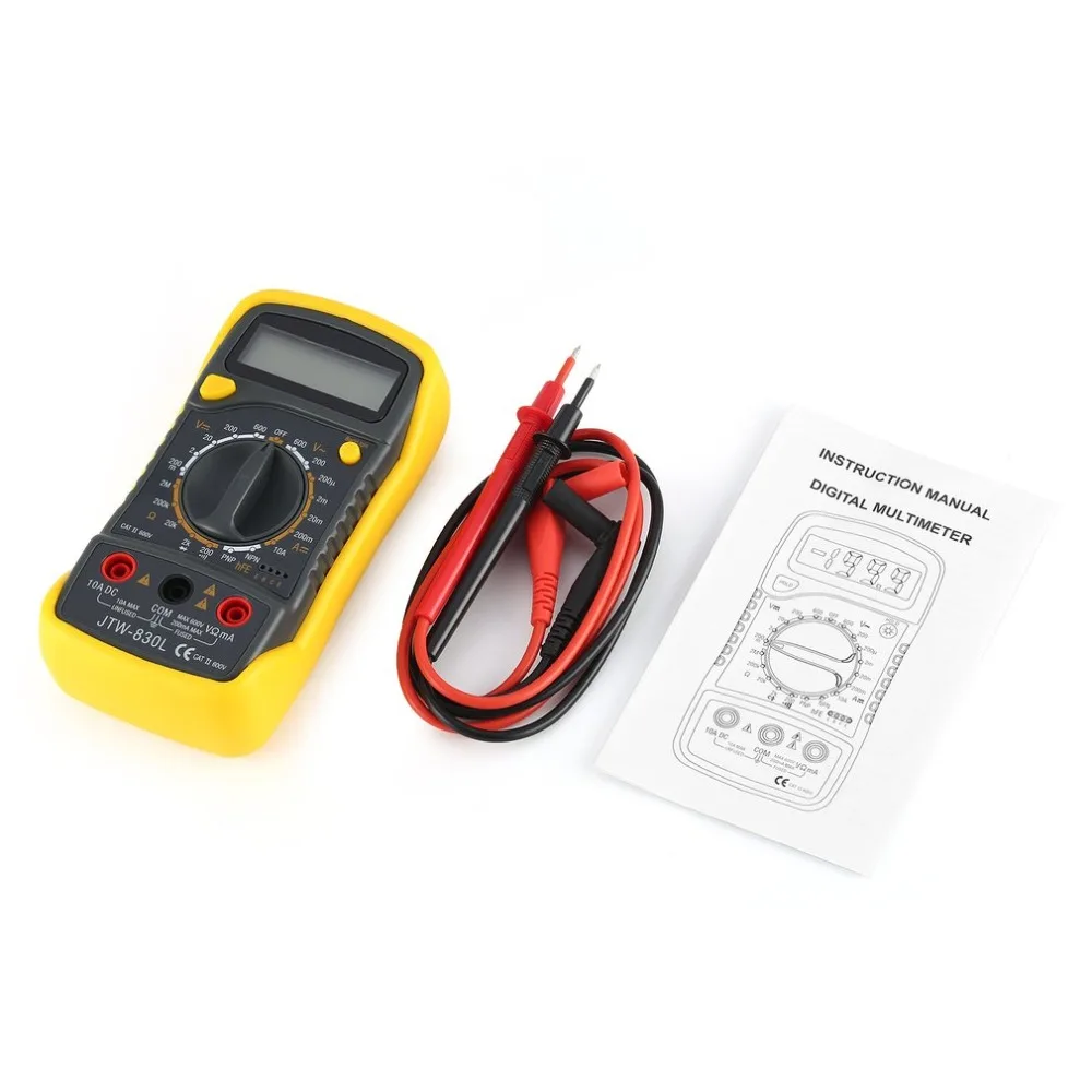 JTW 830L Цифровой мультиметр портативный мини цифровой 1999 отсчетов AC/DC Вольт Ампер hFE