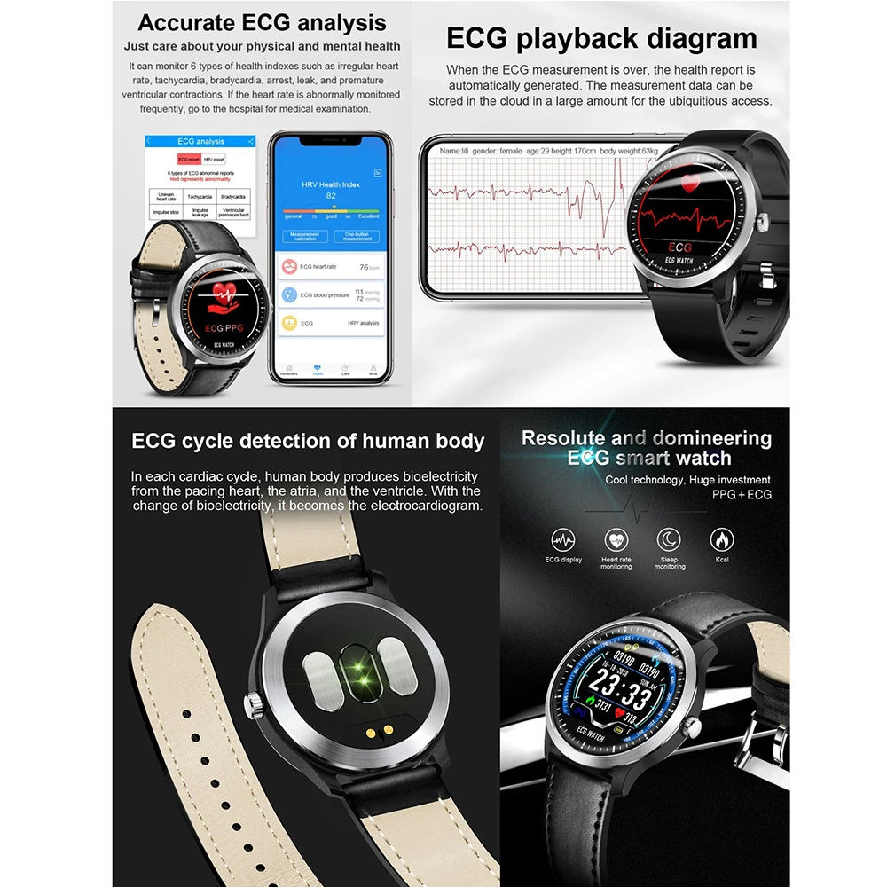 SZMUGUA новинка 2019 Смарт часы с ECG PPG умный Браслет монитор сердечного ритма
