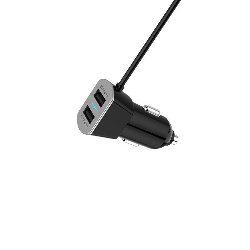 

HEVXM High Quality 12V/24V 4.8A Vehicle Charger Dual USB In Car Type C USB Charger With Wire Fitting For Android or IOS