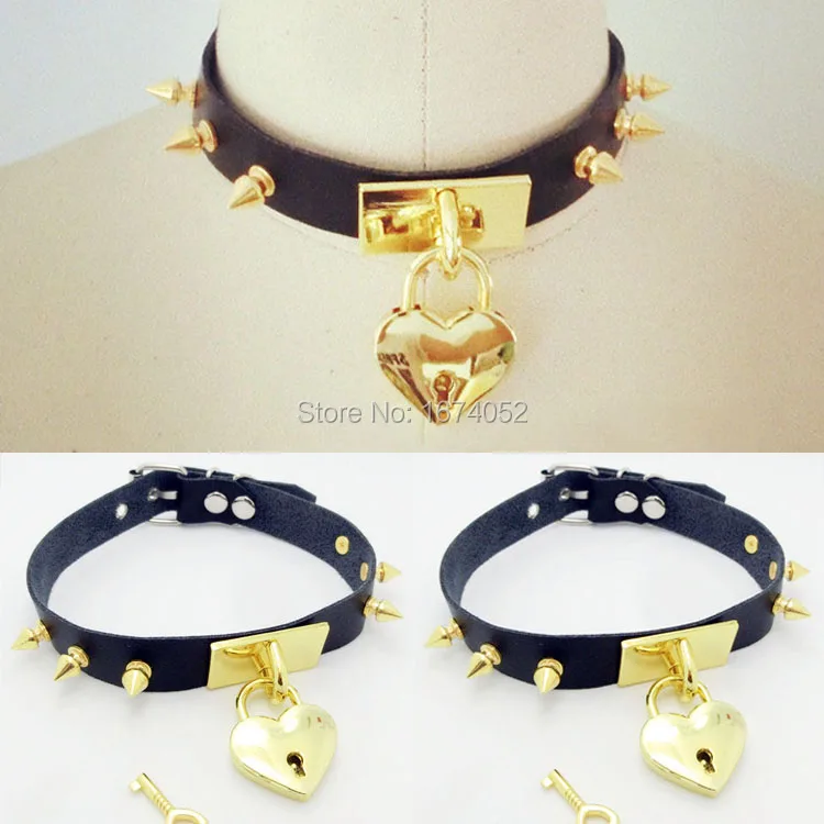 Крутой Роскошный 100% ручной работы Золотые шипы шипованная кожа воротник с замком