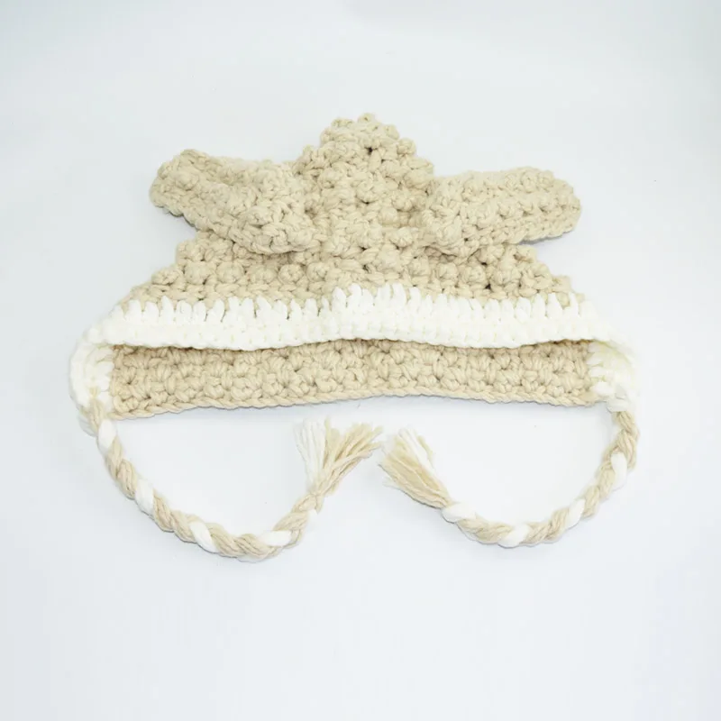 Вязаная крючком Детская зимняя шапка из ягненка ручной работы Толстая теплая