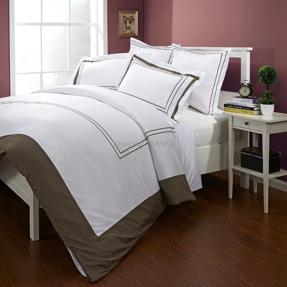 300Thread Count Quilt Cover Set white with Brown | Дом и сад