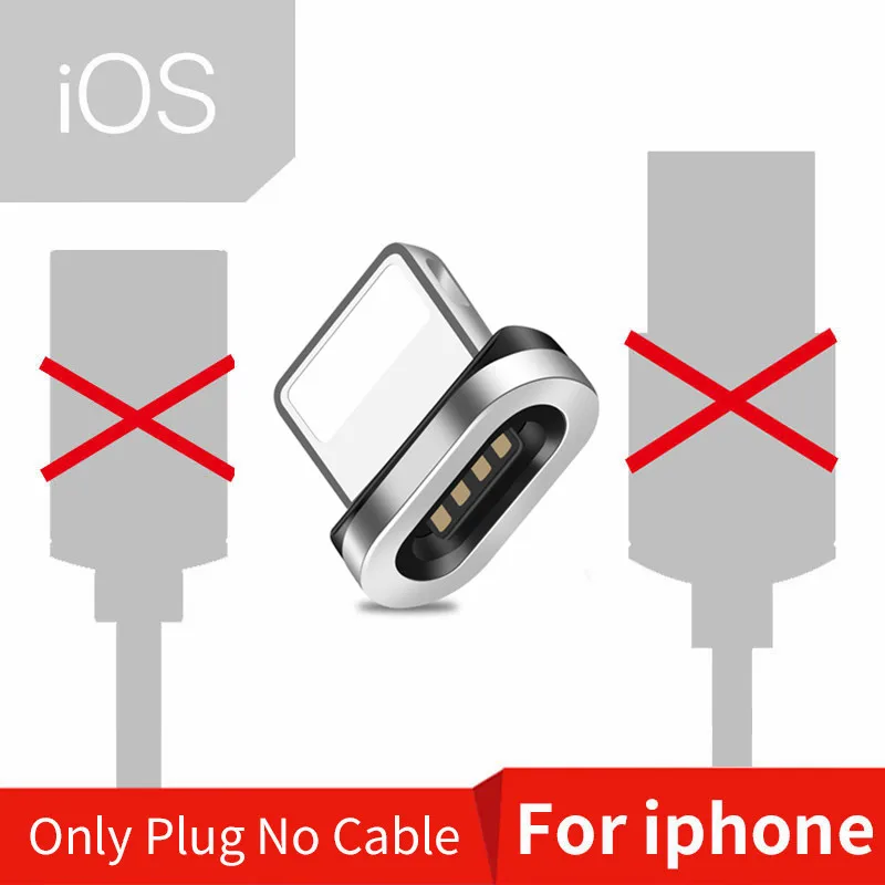 For iPhone Plug Магнитный usb-кабель для зарядного устройства Micro type-c для iPhone Xs 8 X Max samsung Xiaomi Android, быстрый usb-адаптер, Магнитный зарядный Дата-кабель - Цвет: For iPhone Plug