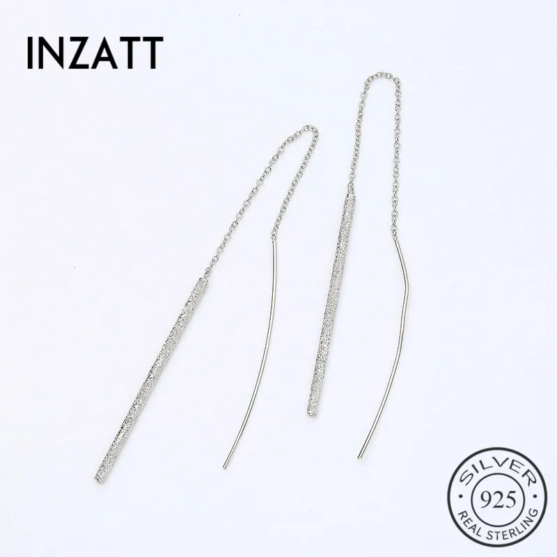 INZATT Vinrantee настоящее 925 пробы серебряные Висячие серьги длинная линия модный шарм
