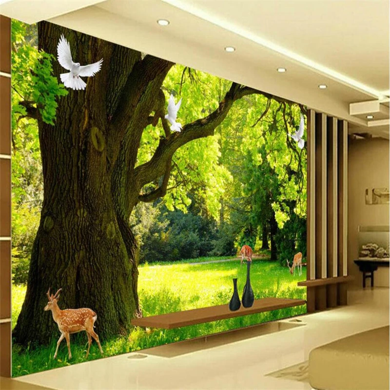

beibehang Custom 3d wallpaper high definition modern minimalist forest landscape 3D mural background decoration