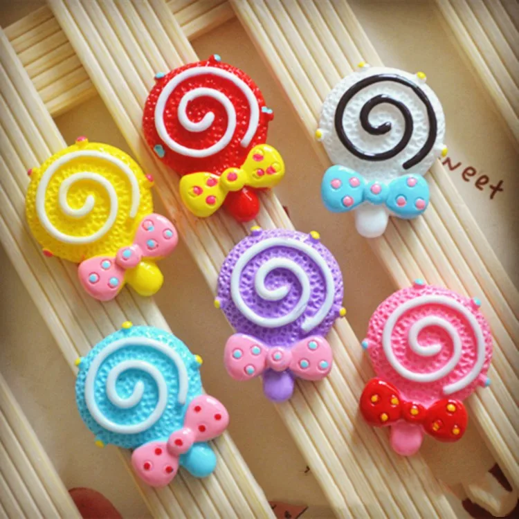 

8 pieces Bowtie Vortex Lollipop Polymer Slime Charms Toy For Children Flatback Modeling Clay DIY Kit Accessories Kids Plasticine