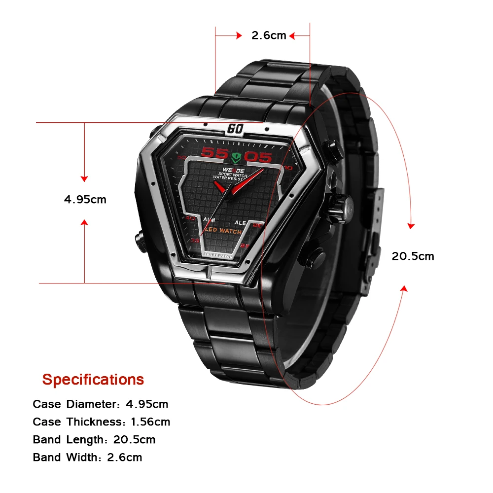 WEIDE Роскошные спортивные цифровые часы Для мужчин Элитный бренд высшего качества