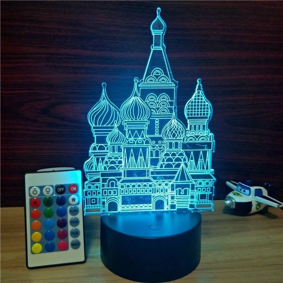 Подарок на день рождения замок акриловая 3D Голограмма Иллюзия ночник USB