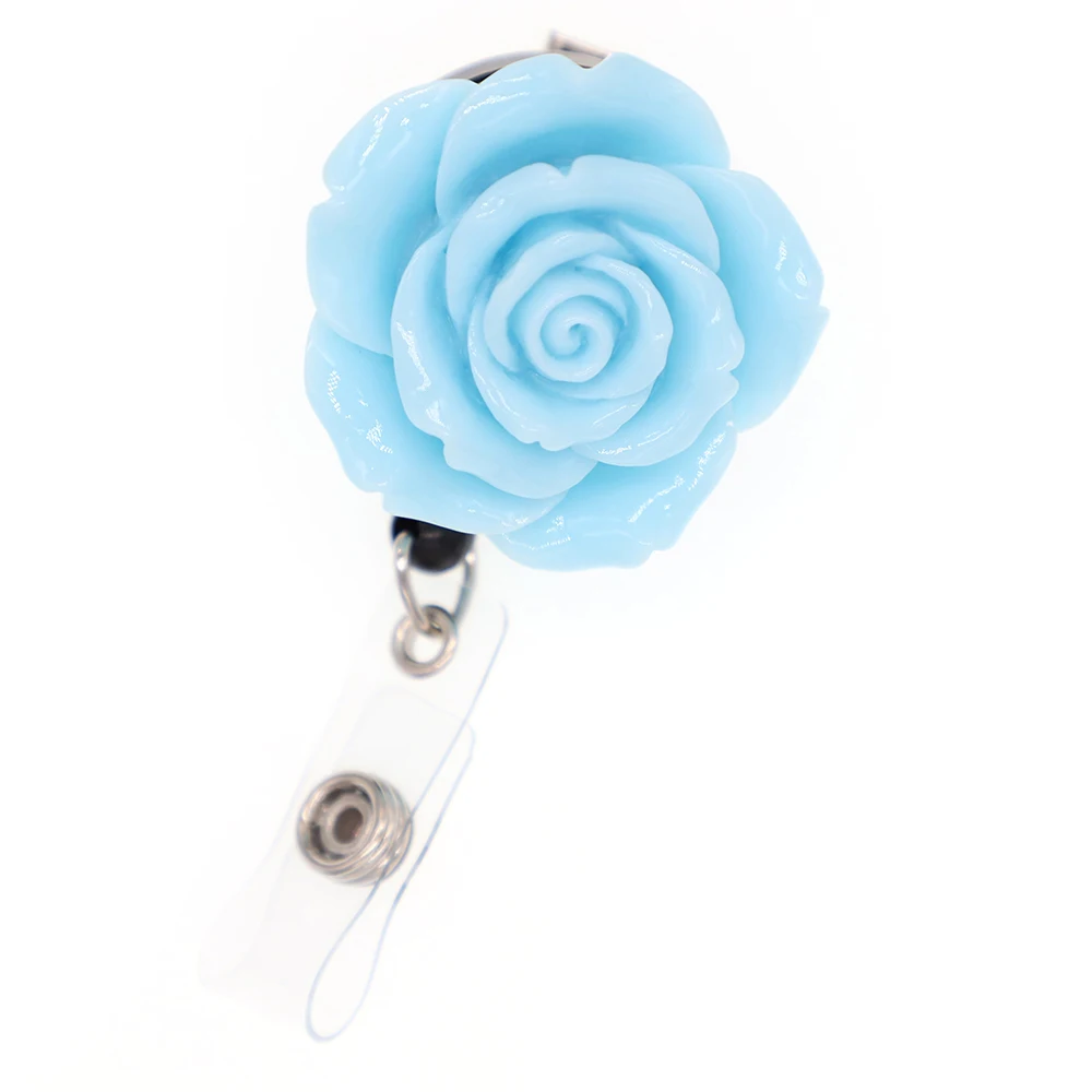 50pcs/45mm Multiple Color Rose Flower Resin Retractable RN ID Badge Holder Student Reel Name Clip | Украшения и аксессуары