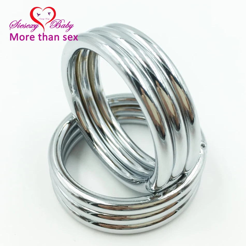 Кольцо на пенис с 3 большими кольцами многослойное металлическое кольцо секс