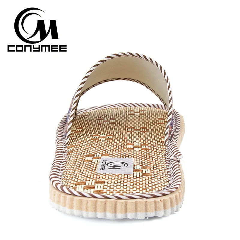 CONYMEE/льняные домашние тапочки Домашняя мужская обувь большие размеры бесшумные