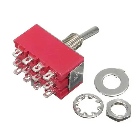 

10pcs red 6A/125VAC 2A/250VAC 12 Pin 4PDT ON/ON 2 Position Mini MTS-402 Toggle Switch