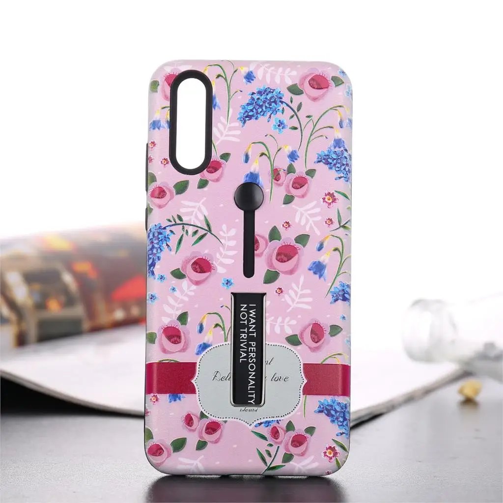 Dulcii для huawei P20 Pro тиснением цветочный узор ТПУ PC Гибридный чехол с палец сцепление
