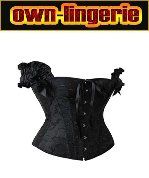 

Sexy Feminine embroidered full Steel Bones Corset Cap sleeves w3300