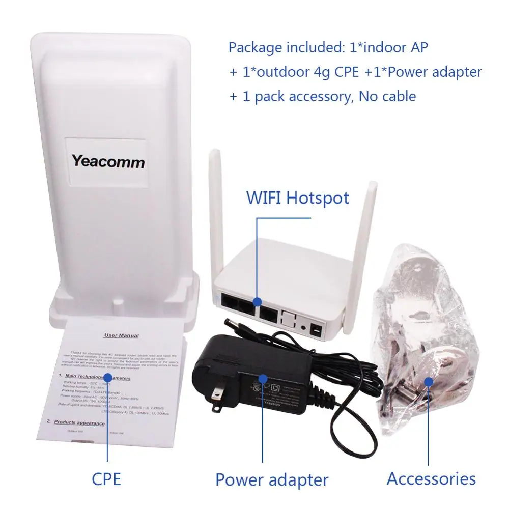 Yeacomm YF-P11K CAT4 150M Outdoor 3G 4G LTE CPE Router with WIFI Hotspot images - 6