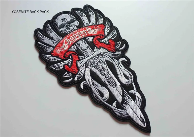 Вышитые понк ракета череп меч кинжалы нашивки крылья Железный мотоцикл MC Байкер нашивки жилет куртка рокер