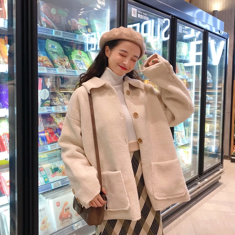 Зимняя Куртка Harajuku укороченная Корейская уличная твидовая Вельветовая куртка