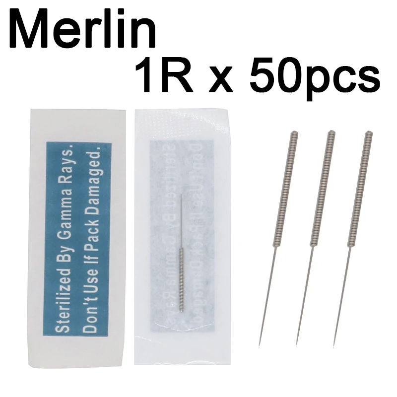 Оригинальный 50 шт. 1RL тату машина &quotМерлин&quot игл для Перманентный макияж иглы